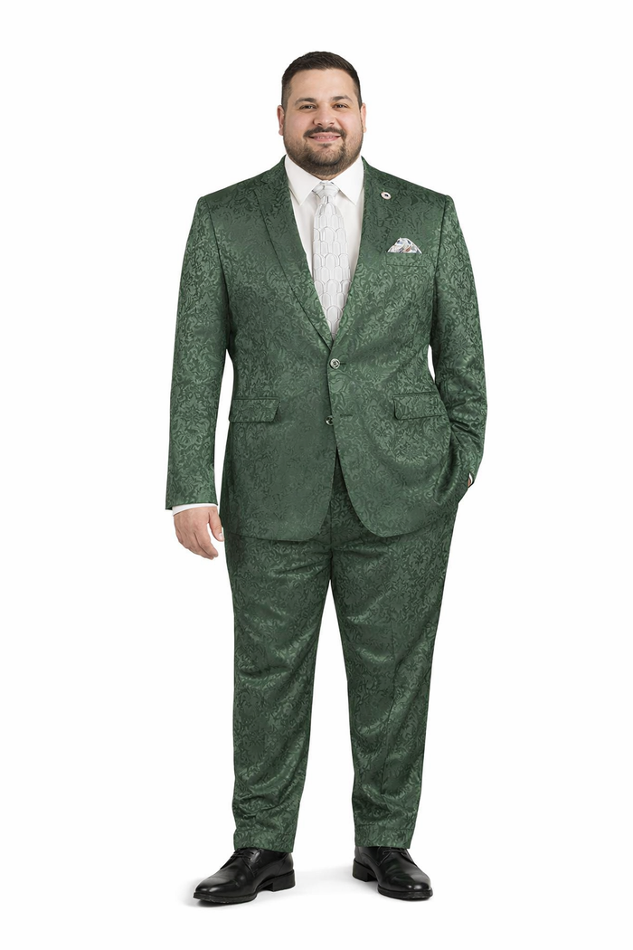 Mens Paisley Prom Suit in Hunter Green – Slim Fit Formal Party Outfit