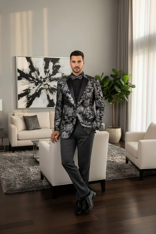 Mens Silver Tuxedo Jacket