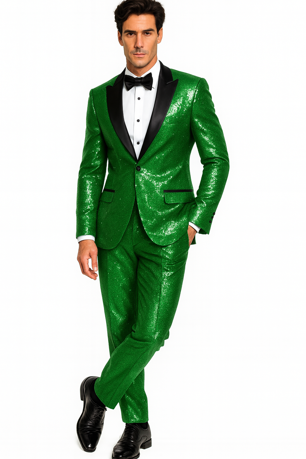 Sequin Suit - Shiny Suit - Emerald Green Suit - Metallic Fabric suit - Stage Tuxedo - Groom Suit Jacket + Pants
