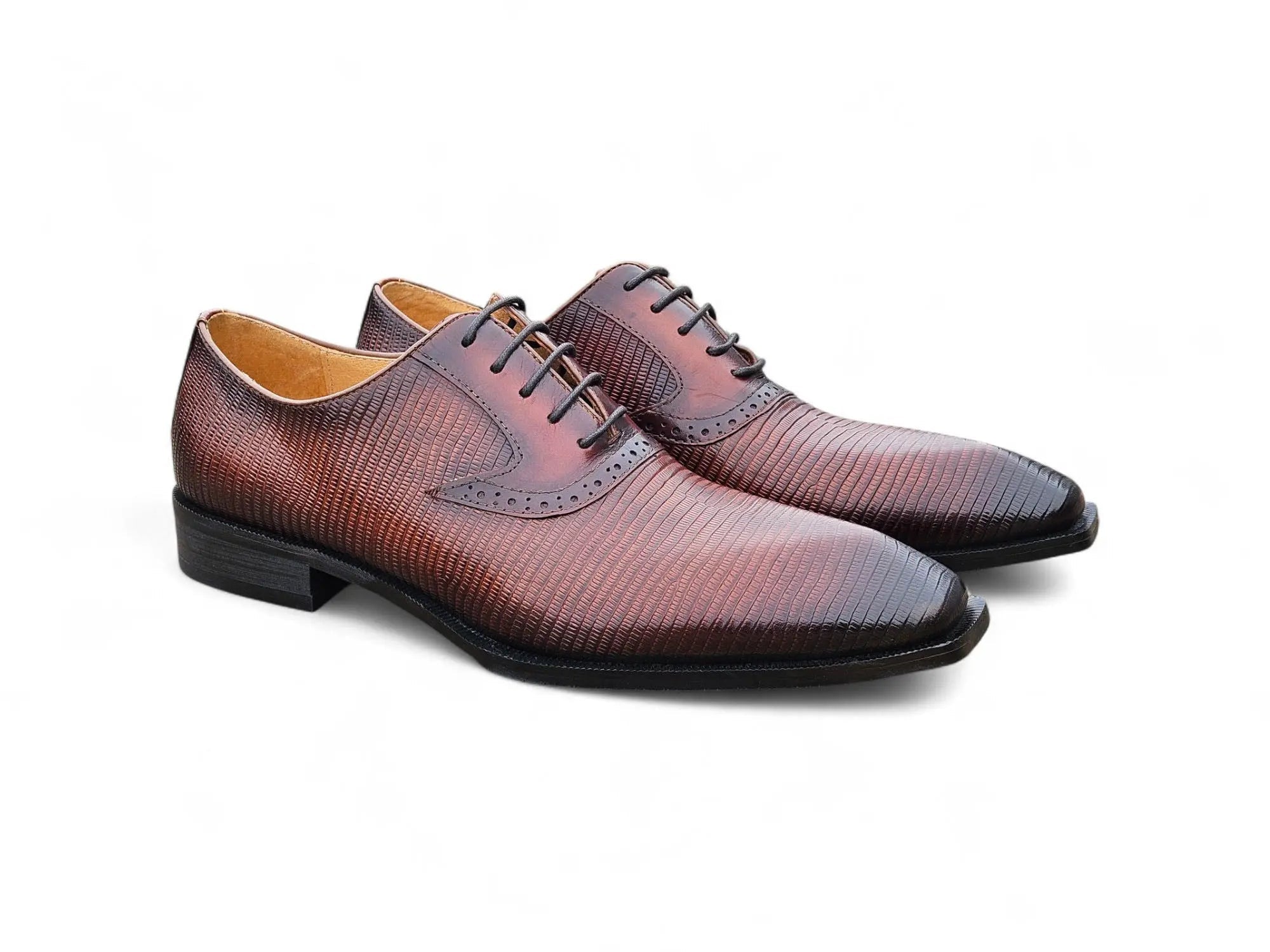 Milano Lizard Embossed Oxford Dress Shoes – SuitUSA