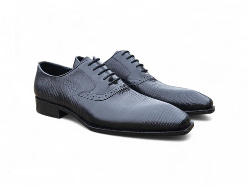 Carrucci Milano Lizard Embossed Oxford Dress Shoes