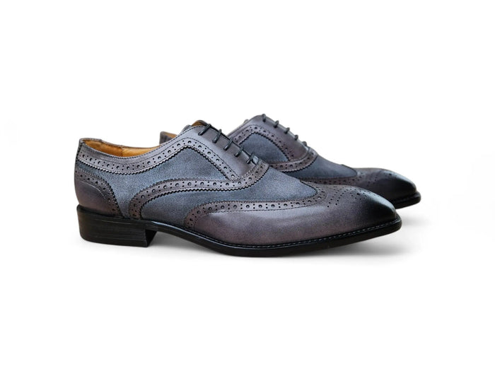 Carrucci Mixed Media Burnished Wingtip Oxford