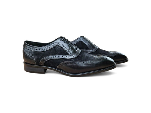Mixed Media Burnished Wingtip Oxford