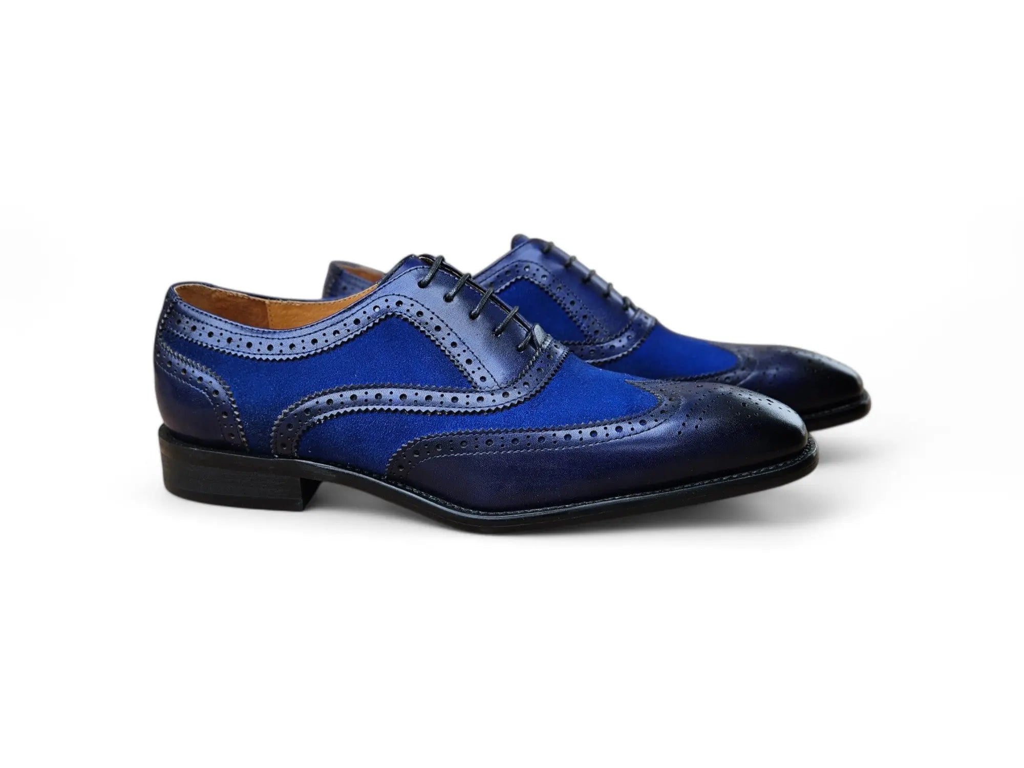 Mixed Media Burnished Wingtip Oxford