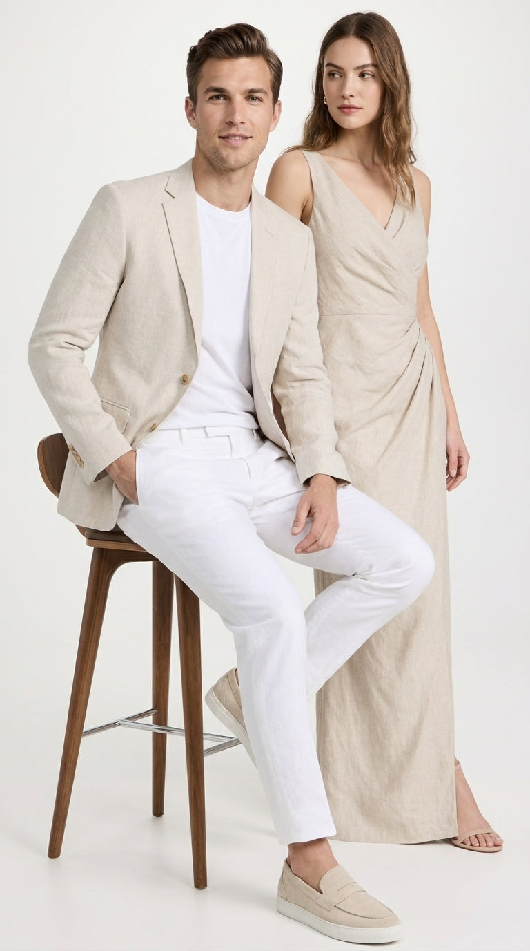 Men’s Natural Linen Blazer, Lightweight Sport Coat for Summer Wedding and Casual Events