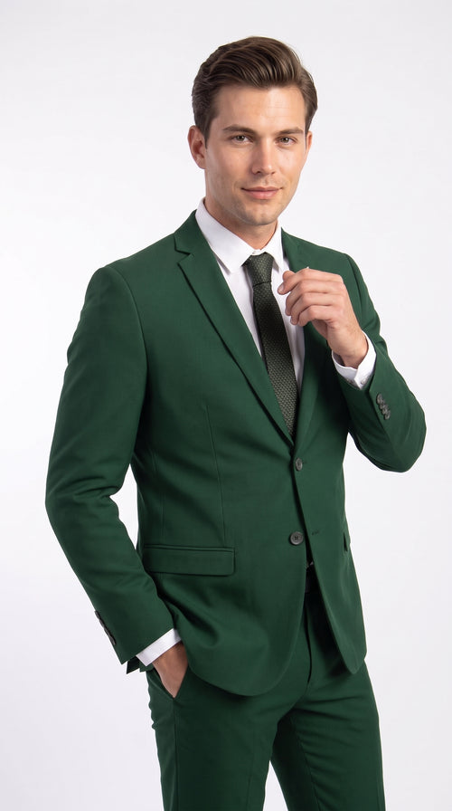 Men’s Emerald Green Suit – 2 Button Wedding Suit for Groom, Groomsmen, Prom & Formal Events