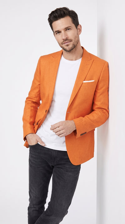 Tazio Men's Orange Summer Blazer, 2-Button Stylish Fit