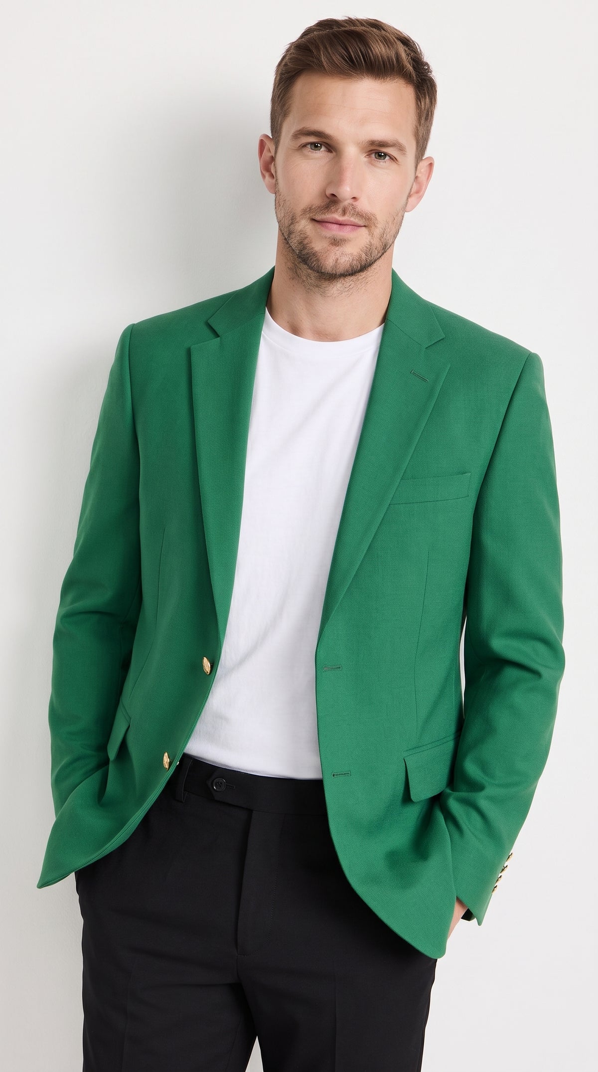 Men’s Kelly Green Blazer, Classic Sport Coat for Weddings Prom Parties and Special Events
