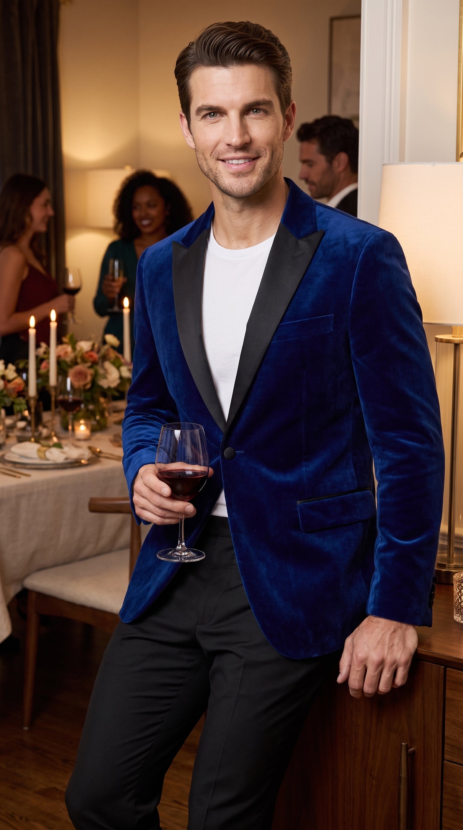 Men’s Dark Royal Blue Velvet Tuxedo Dinner Jacket, Designer Formal Wedding Prom Blazer