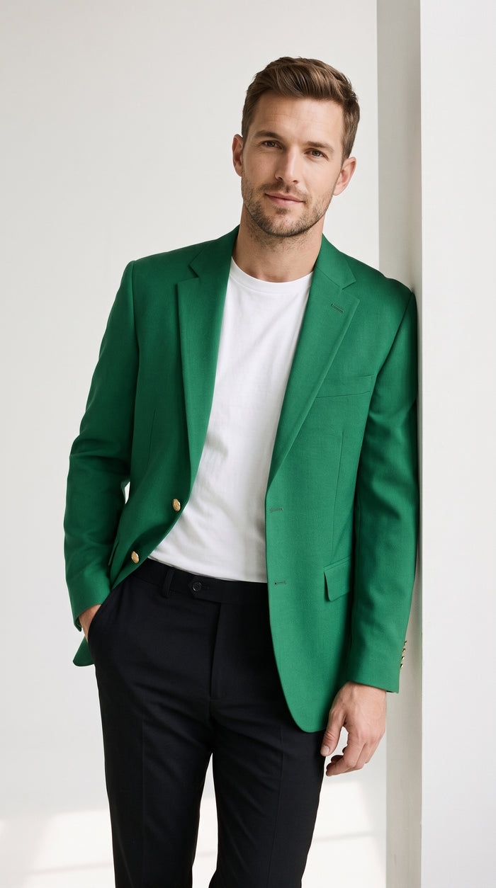 Men’s Kelly Green Blazer, Classic Sport Coat for Weddings Prom Parties and Special Events