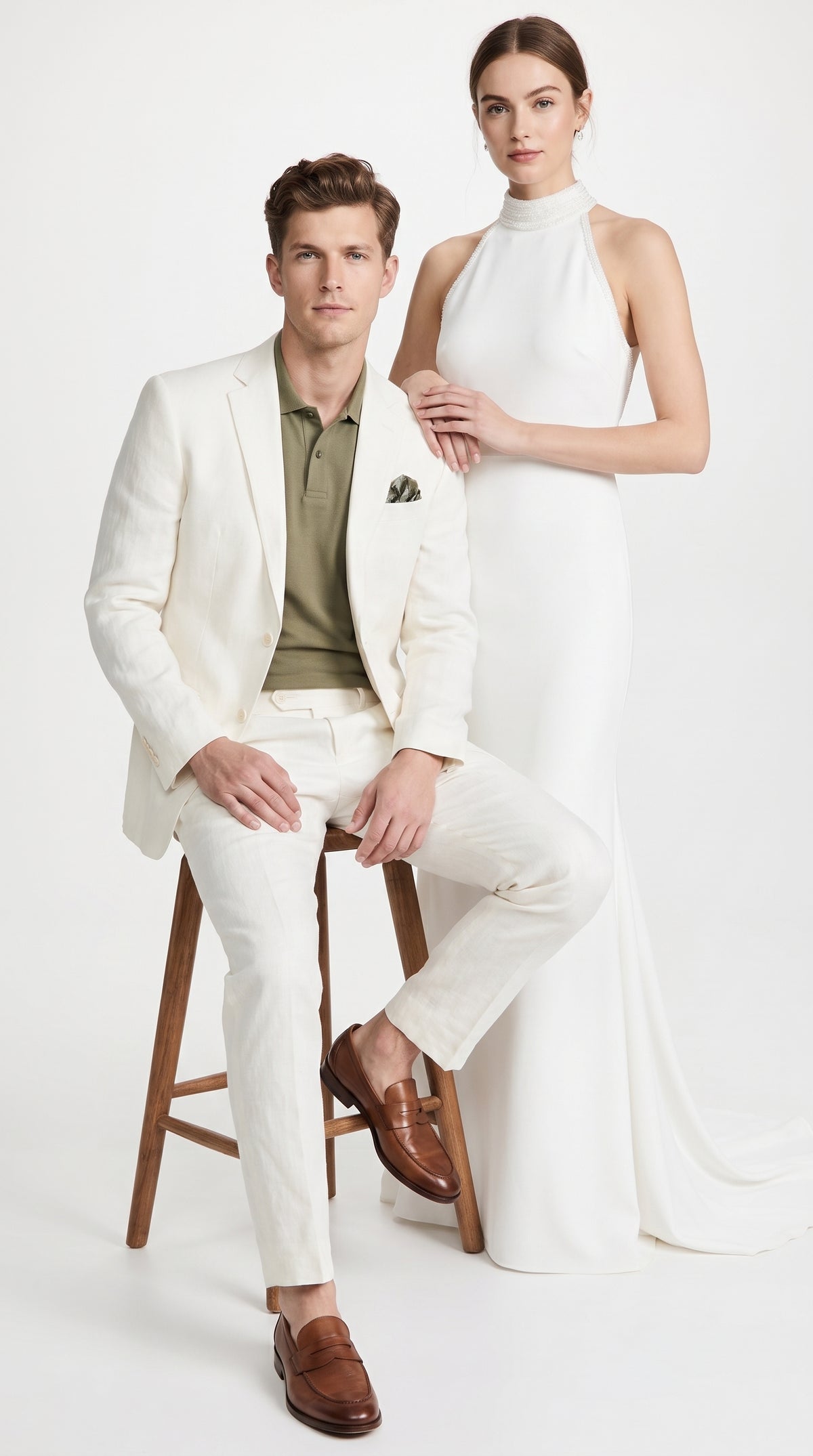 Men’s White Linen and Cotton Summer Suit, Basic Modern 2 Piece Wedding and Beach Suit