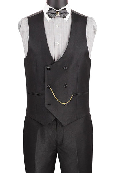Black Prom Suit - Men's Modern Fit Tuxedo Double Breasted Black Suit