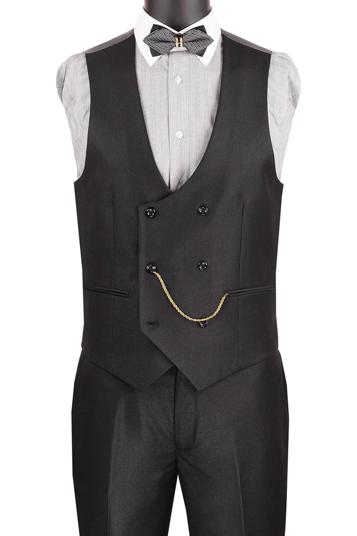 Black Prom Suit - Men's Modern Fit Tuxedo Double Breasted Black Suit