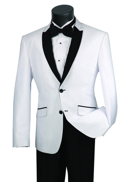 Men's White Slim Fit Tuxedo by Vinci Suits