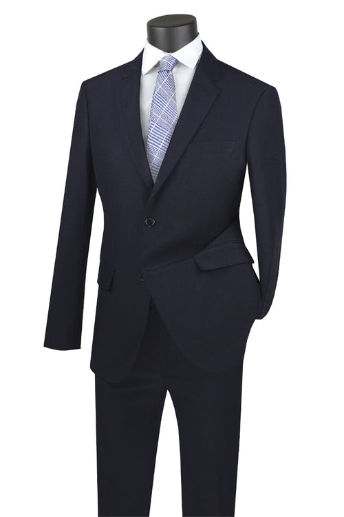 Mens Basic 2 Button Classic Fit Poplin Suit in Medium Grey by Vinci