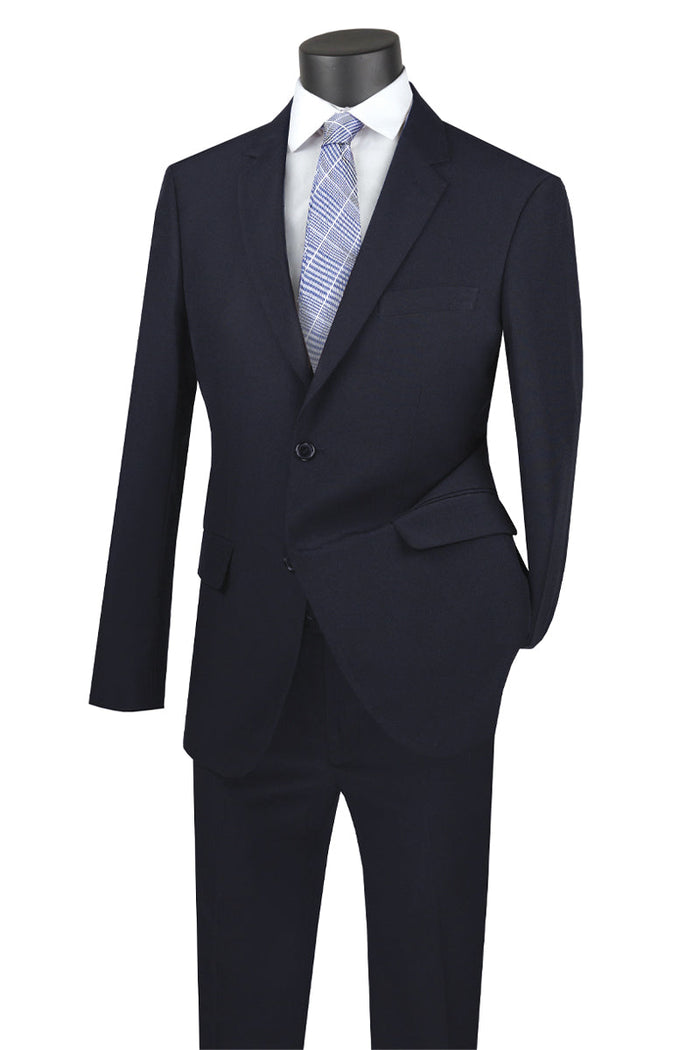 Mens Basic 2 Button Classic Fit Poplin Suit in Medium Grey by Vinci
