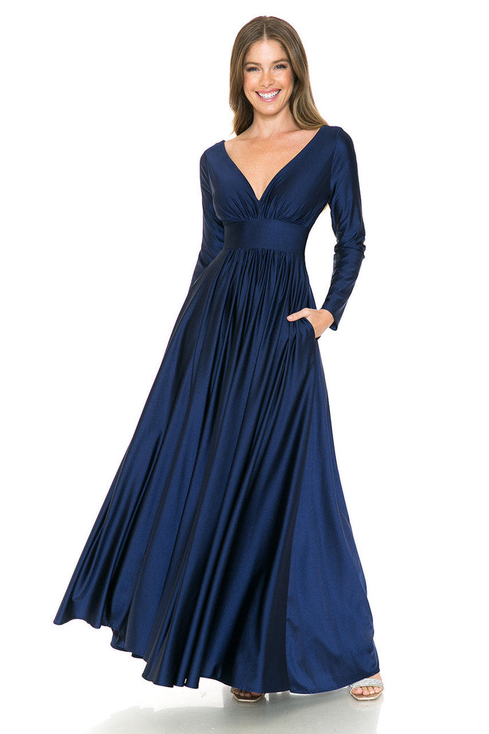 Mother Of The Bride Dress Stretchy Long Sleeve Formal Gown
