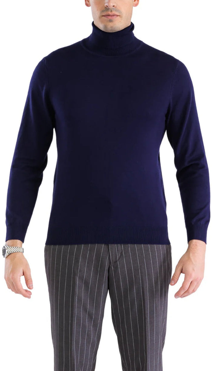 MENS NAVY PULLOVER TURTLENECK SWEATER USA Men's Outlet