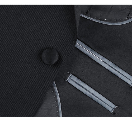 Black Prom Tuxedo Suit - Black Wedding Suit - Mens Traditional Two Button Classic Fit Notch Tuxedo In Black