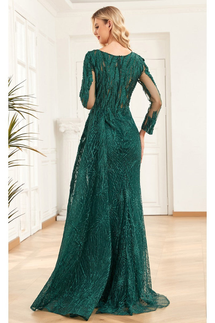 High Couture NR6302 Long Beaded Formal Evening Overskirt Dress