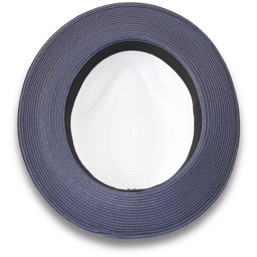 Tapa Crushable Straw Hat Fedora in Two Tone Navy-White by Ferrecci USA