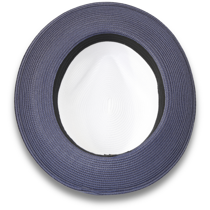 Tapa Crushable Straw Hat Fedora in Two Tone Navy-White by Ferrecci USA