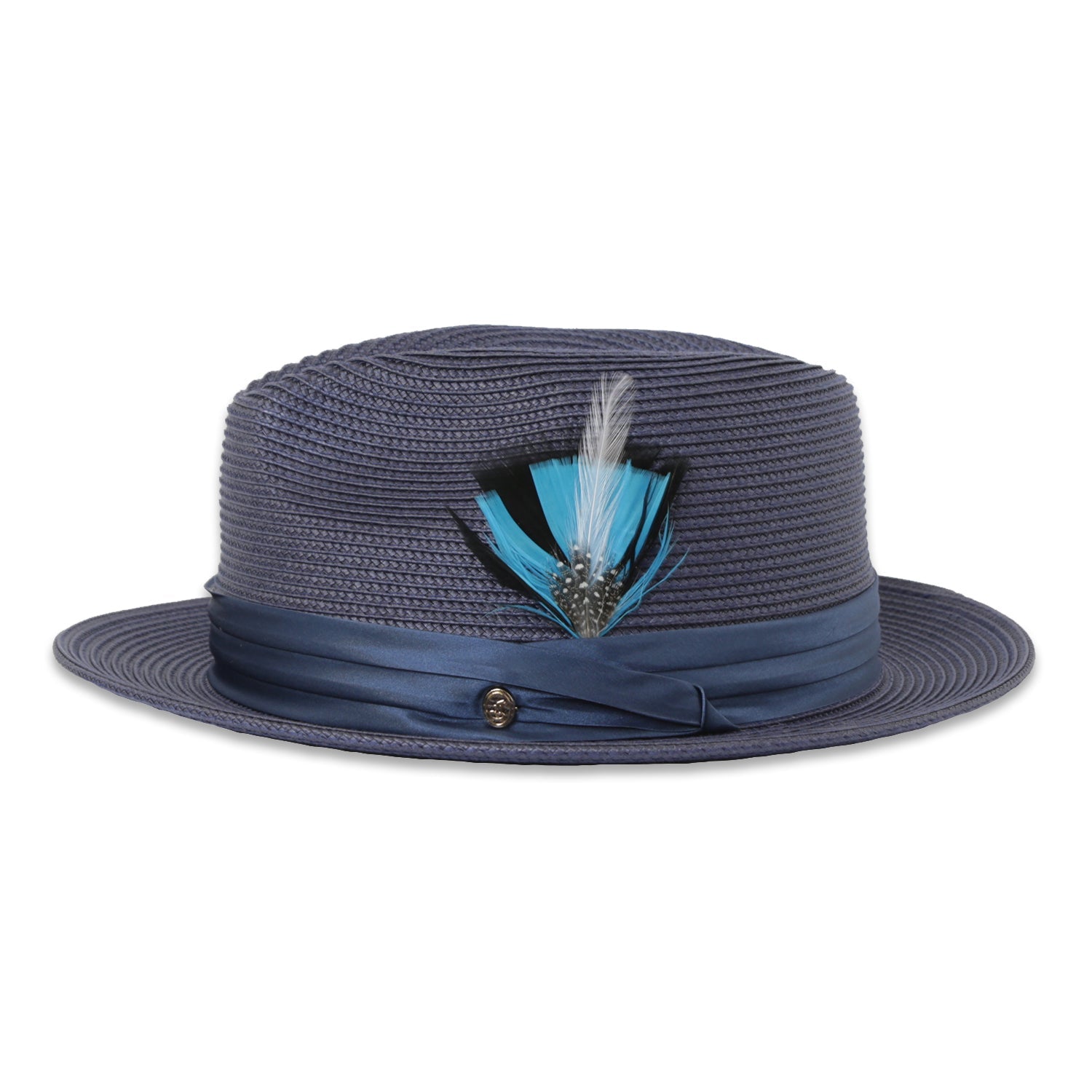 Tapa Crushable Straw Hat Fedora in Navy by Ferrecci USA