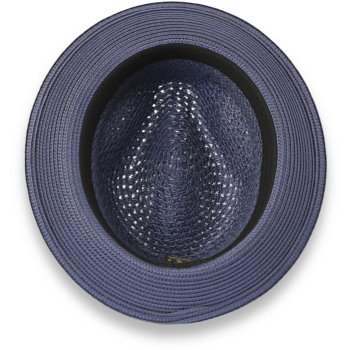 Castor Crushable Straw Hat Fedora in Navy by Ferrecci USA