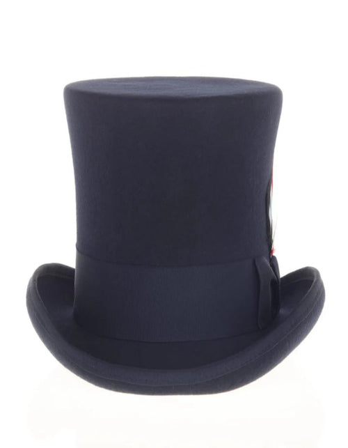 Victorian Steampunk Top Hat - 1800 19th Century - Dressy Loden Felt Top Navy Hat by USA Men's Outlet