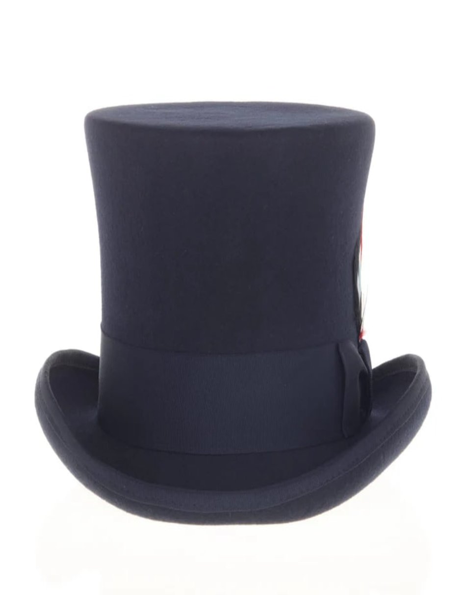Victorian Steampunk Top Hat - 1800 19th Century - Dressy Loden Felt Top Navy Hat by USA Men's Outlet