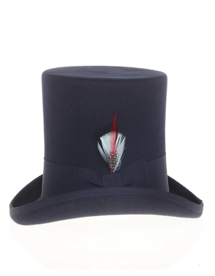 Victorian Steampunk Top Hat - 1800 19th Century - Dressy Loden Felt Top Navy Hat by USA Men's Outlet