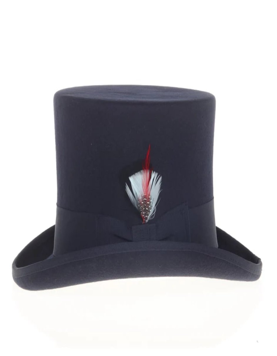 Victorian Steampunk Top Hat - 1800 19th Century - Dressy Loden Felt Top Navy Hat by USA Men's Outlet