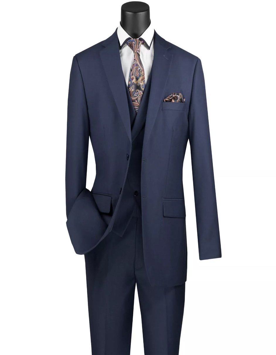 Mens Big and Tall Navy Blue Modern Fit Suit by USA Men's Outlet