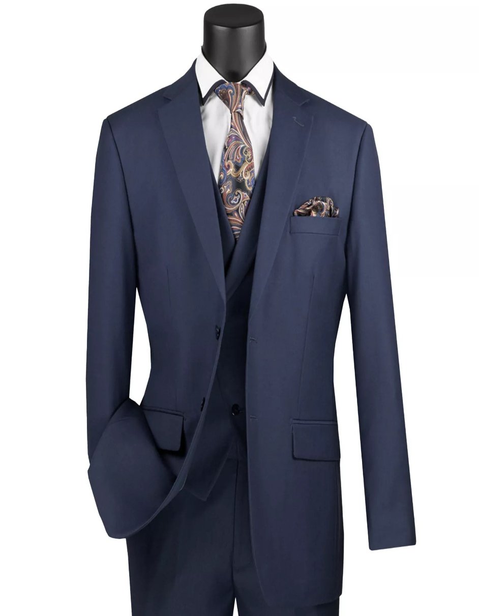 Mens Big and Tall Navy Blue Modern Fit Suit by USA Men's Outlet