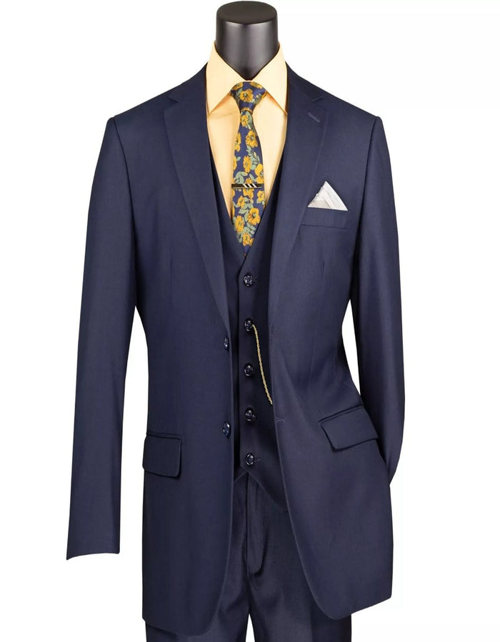 Mens Big and Tall Navy Three Piece Two Button Classic Fit Suit by USA Men's Outlet