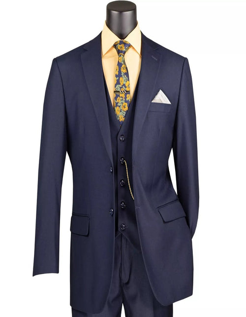 Mens Big and Tall Navy Three Piece Two Button Classic Fit Suit by USA Men's Outlet