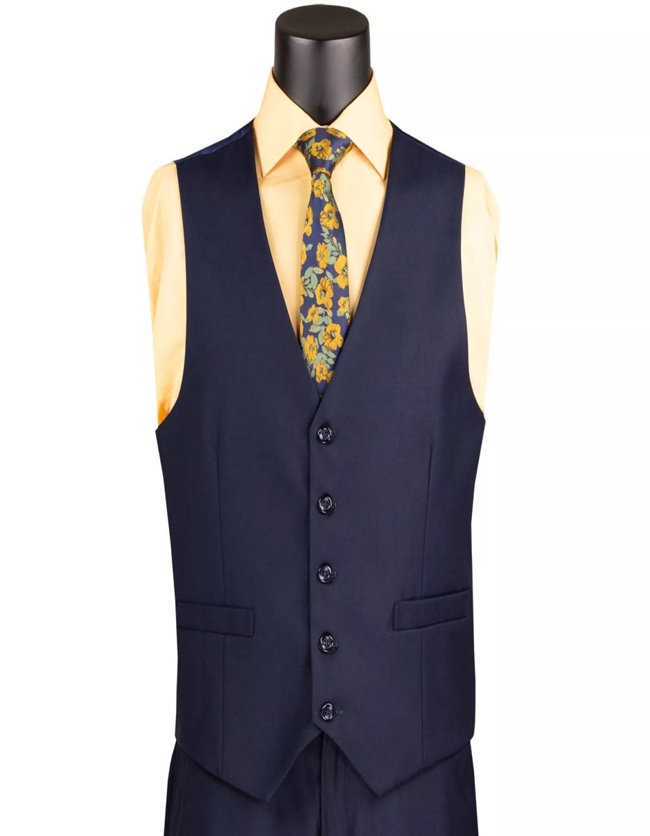 Mens Big and Tall Navy Three Piece Two Button Classic Fit Suit by USA Men's Outlet