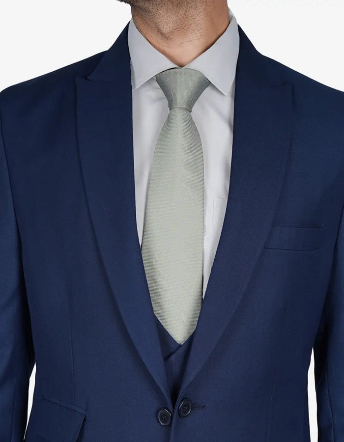 Mens Blue 3 Piece Wedding Vollmer Peak Lapel Suit by USA Men's Outlet