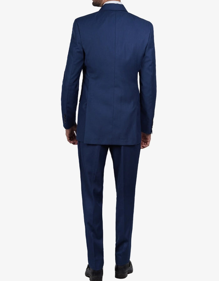 Mens Blue 3 Piece Wedding Vollmer Peak Lapel Suit by USA Men's Outlet