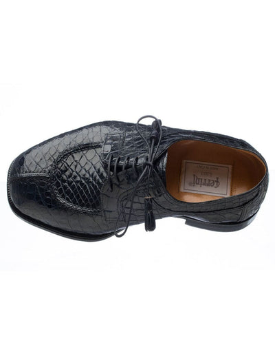 Ferrini Shoes - Mens Alligator Dress Shoe - Ferrini 3520 Belly Alligator Split Toe Shoes Navy Ferrini USA