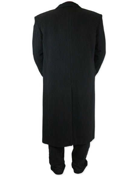 Men's Full Length Long Men's Dress Topcoat - Winter Coat In Black by USA Men's Outlet