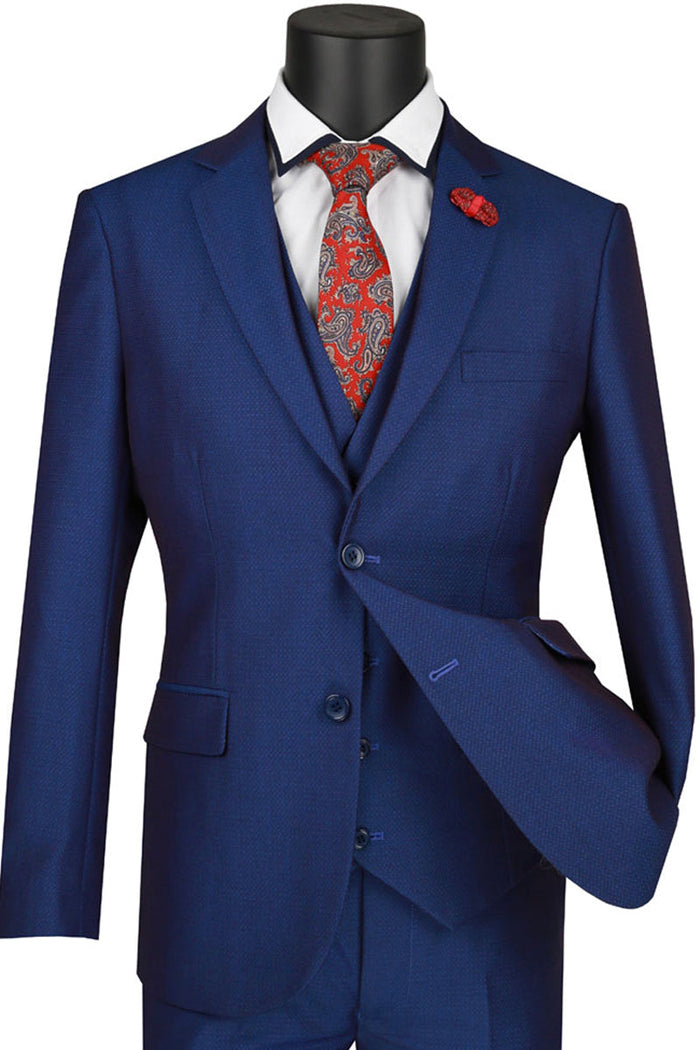 Mens Slim Fit Wool Feel Suit in Charcoal by Vinci