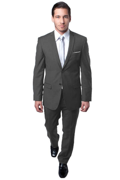 Men's Grey Slim Fit Wedding Suit by Tazio Suits