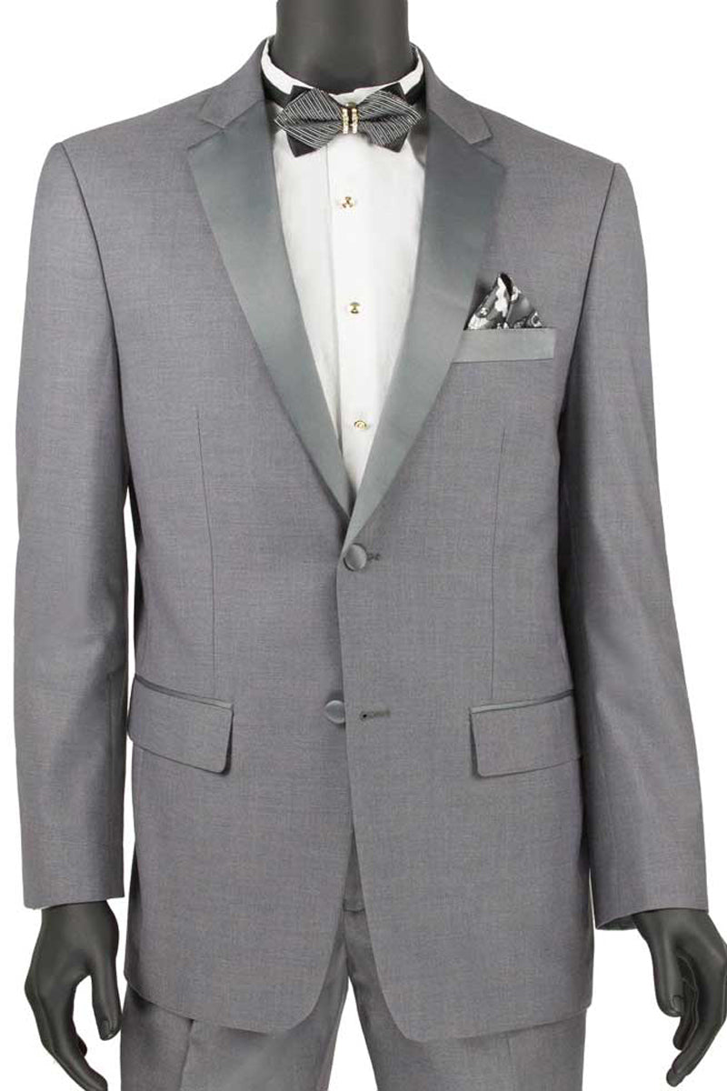 Mens Grey Slim Fit Notch Tuxedo by Vinci Suits