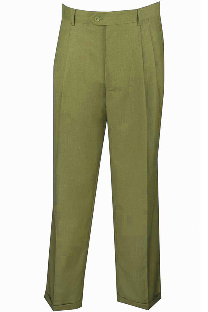 Mens Classic Fit Single Pleat Dress Slacks in Navy by Vinci