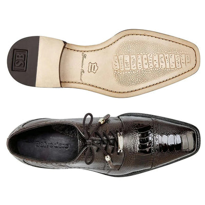Men's Batta Chocolate Genuine Ostrich Oxfords by Belvedere Shoes