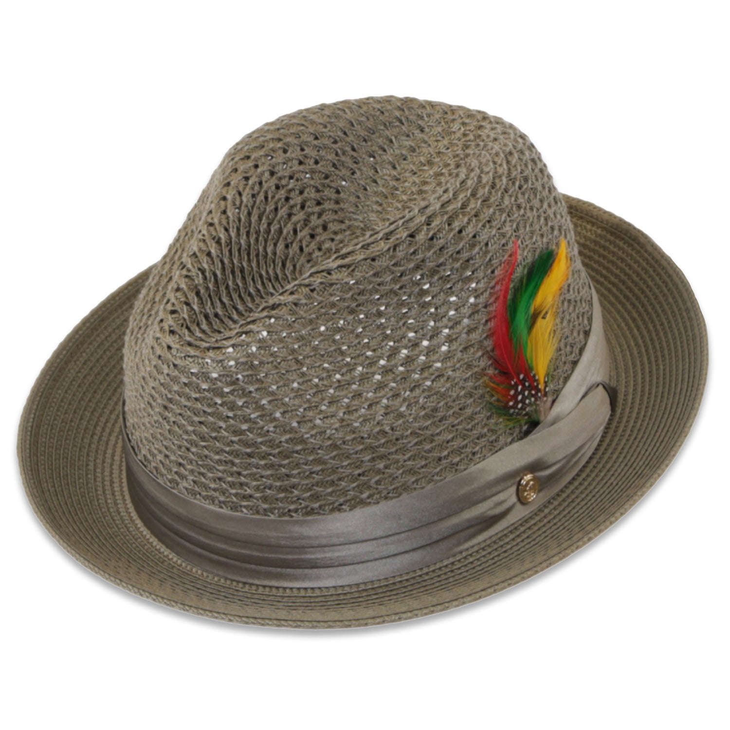 Castor Crushable Straw Hat Fedora in Olive by Ferrecci USA