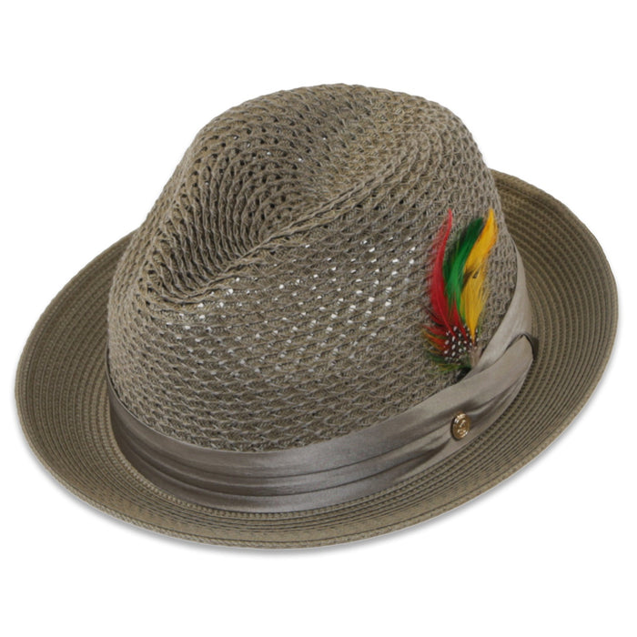 Castor Crushable Straw Hat Fedora in Olive by Ferrecci USA