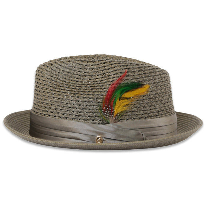 Castor Crushable Straw Hat Fedora in Olive by Ferrecci USA