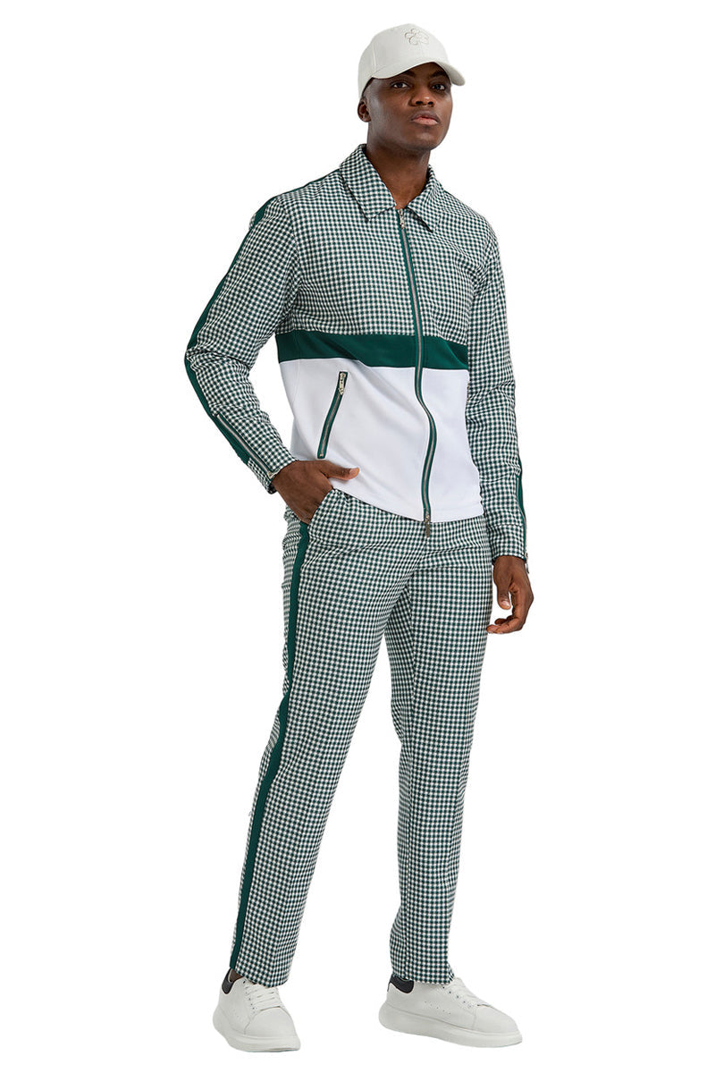 Men's Hunter Green Houndstooth Walking Suit in Tazio Suits